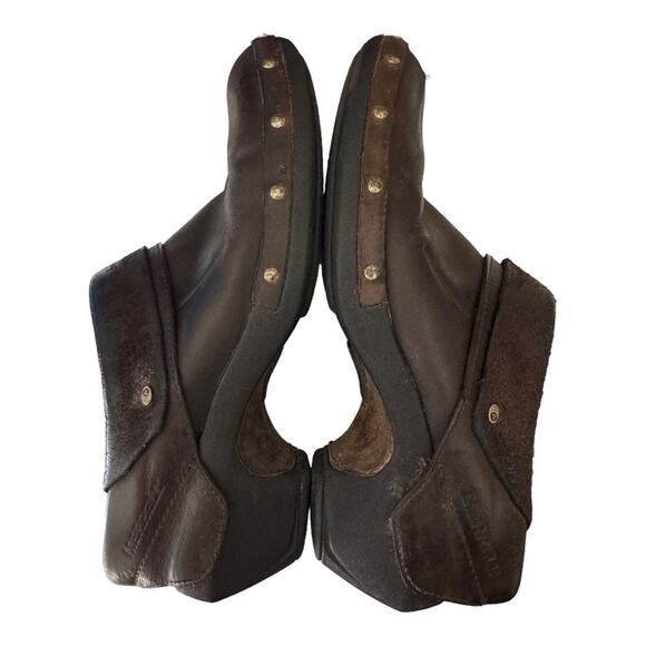 Merrell Luxe Wrap Chocolate Leather Studded Clog western Shoes size 8.5 - Picture 3 of 16